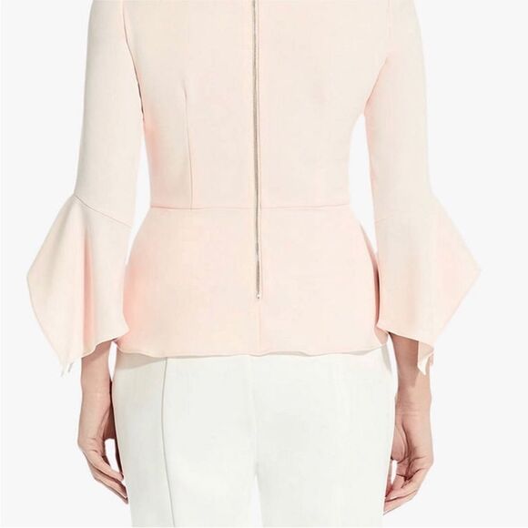 Adrianna Papell NWT Crepe Peplum Top in Satin Blush Size 8 - Picture 4 of 5